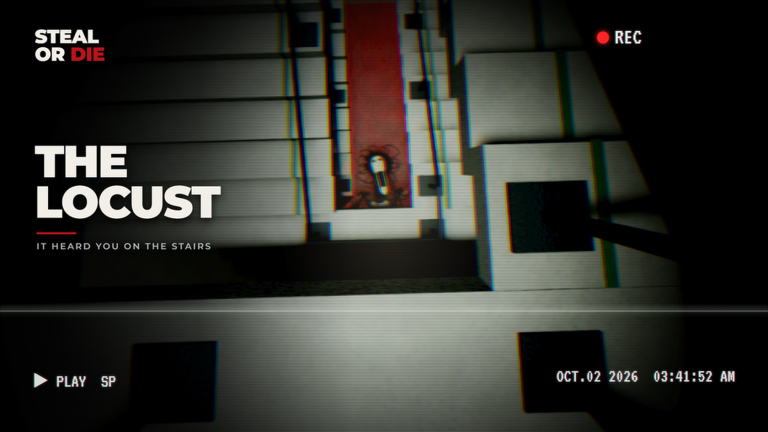 The Locust promo framed like a stairwell recording.
